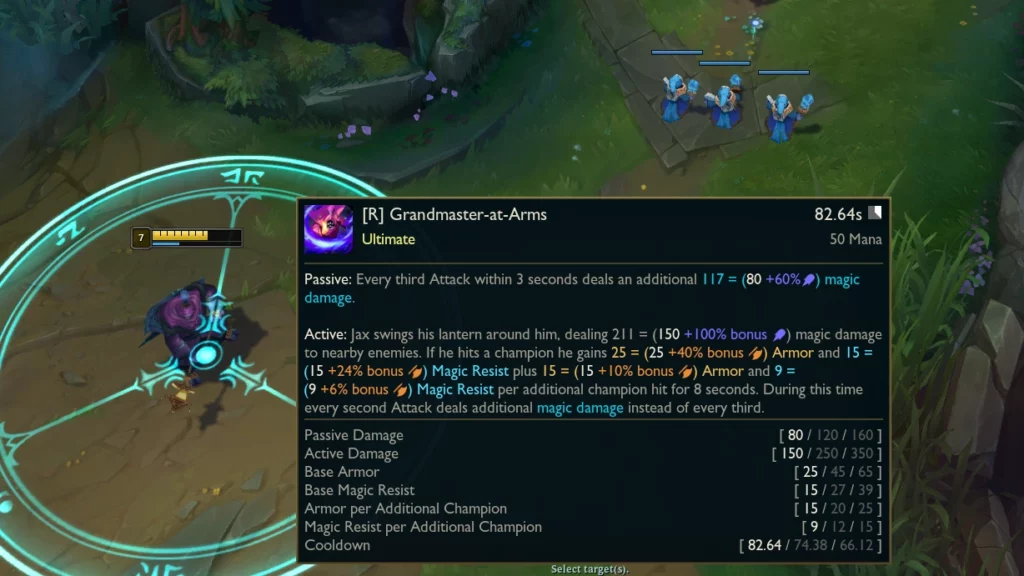 New Jax R in-game info